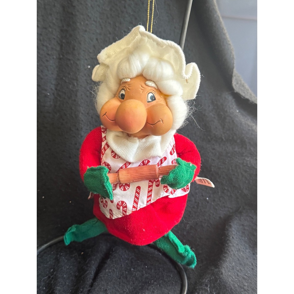Vintage Santas Best Christmas Elf Ornaments Set Baker Artist Candy Cane Holly